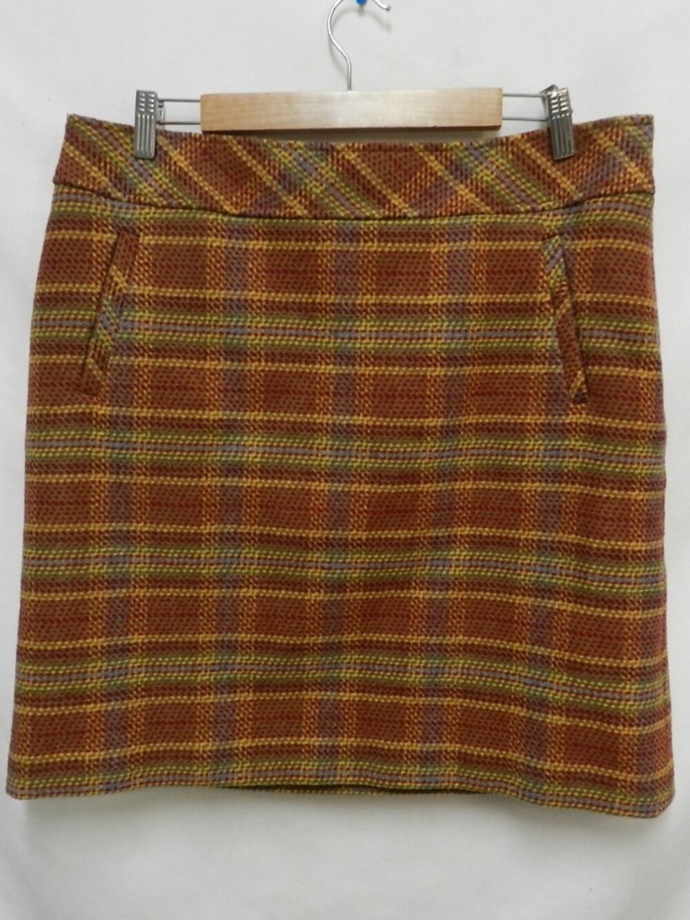Talbots Tweed wool blend knee length skirt w/ Pockets satin lined Size Sz 12
